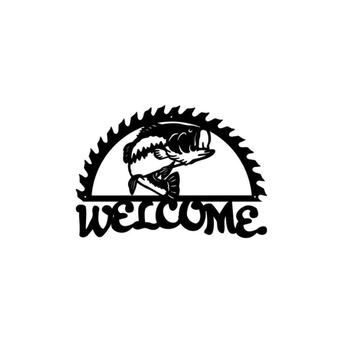 Metal Welcome Sign Jumping Bass (B65)