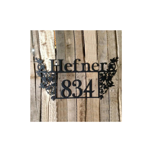 Address Sign with Birds and Custom Name Field Metal (H6)