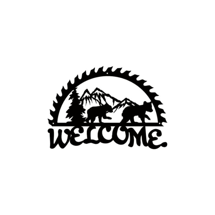 Metal Welcome Sign Bear Cubs (B64)