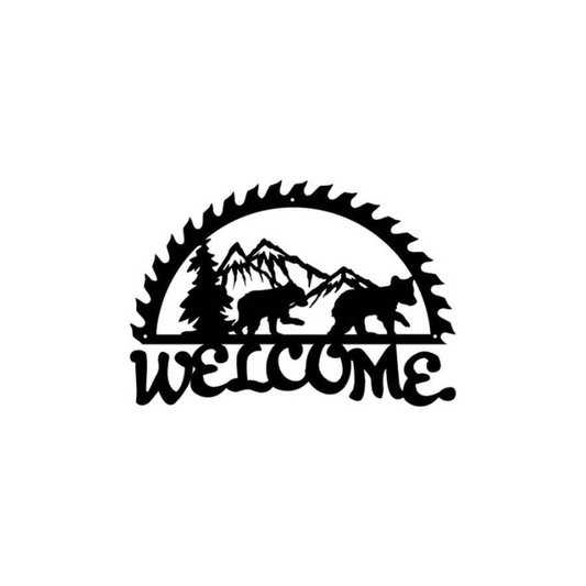 Metal Welcome Sign Bear Cubs (B64)