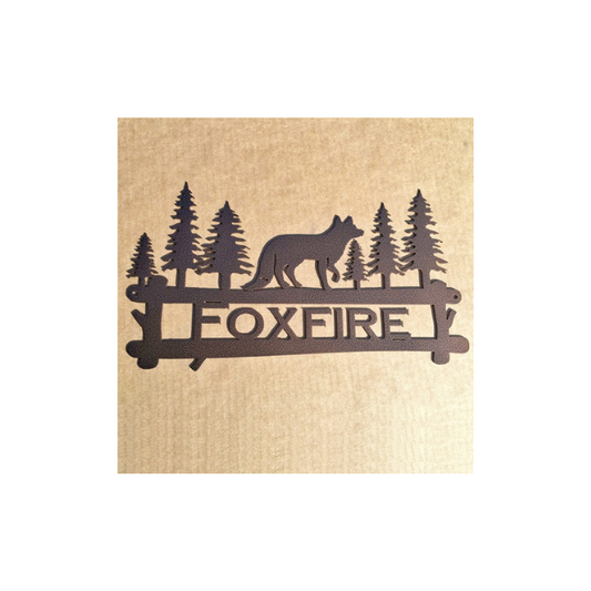 Custom Metal Fox with Trees Sign (X2)