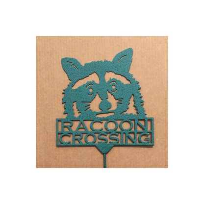 Raccoon Crossing Garden Stake (Z3)