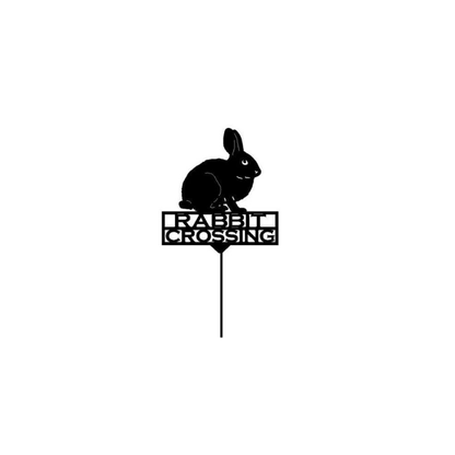 Rabbit Crossing Metal Garden Stake (Y17)