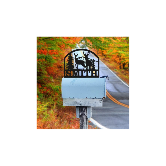 Buck and Doe Deer Mailbox Topper (E32)