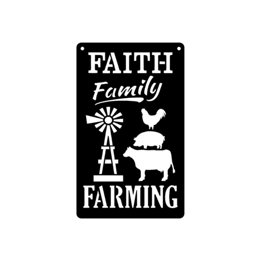 Faith Family Farming Metal Sign ( Pkg of 4 ) ( A41 )