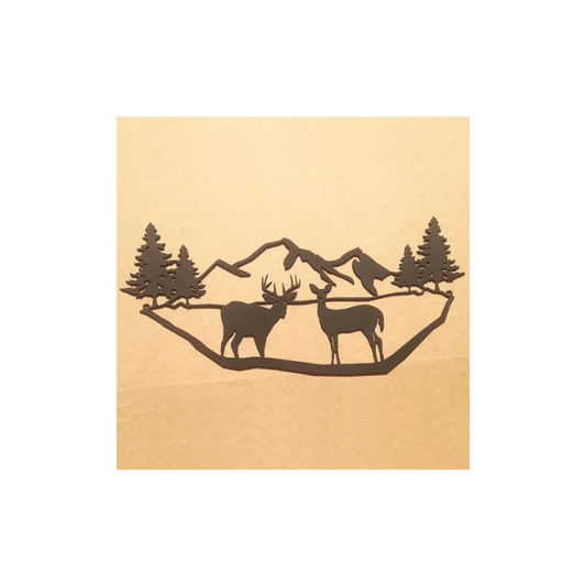 Mountains with Deer Metal Wall Art (N5)