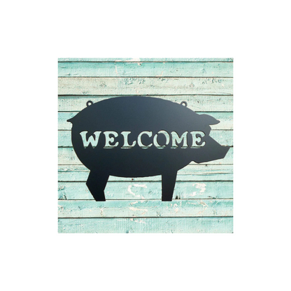 Pig Metal Welcome Sign (I6)