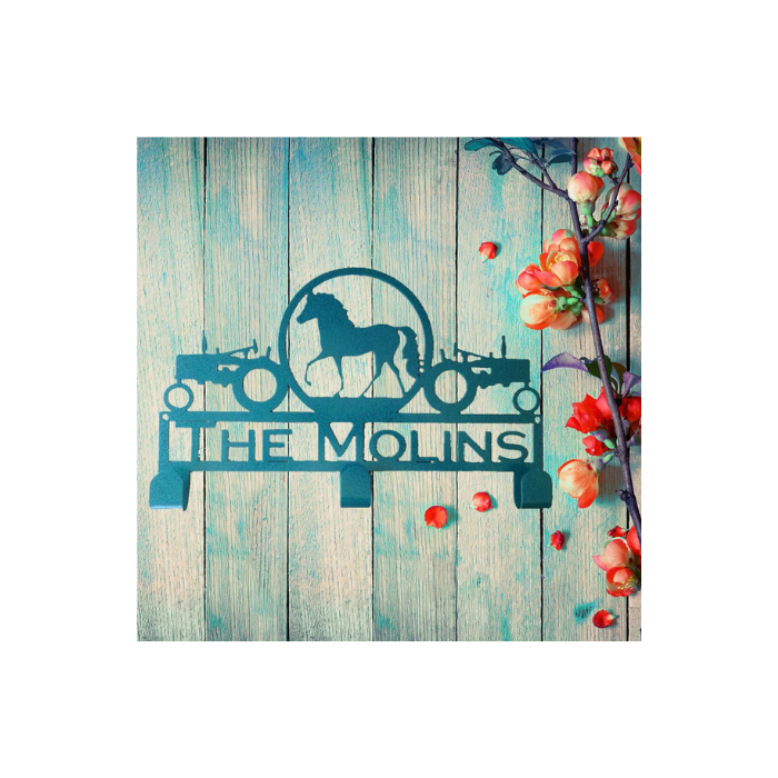 Tractors and Horse Hat/Coat Rack with Personalized Text (K21)