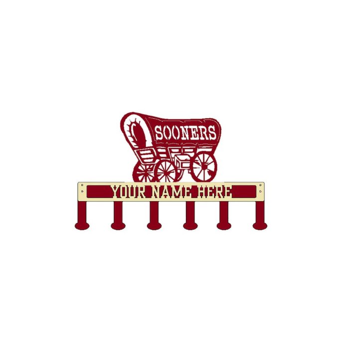 Sooner Schooner Coat/Hat Rack with Personalized Text (B46)