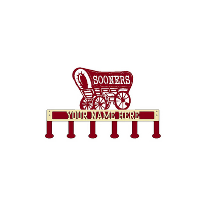 Sooner Schooner Coat/Hat Rack with Personalized Text (B46)