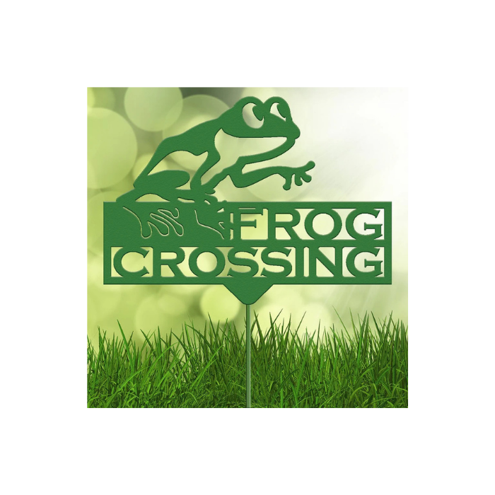 Frog Crossing Garden Stake (H31)