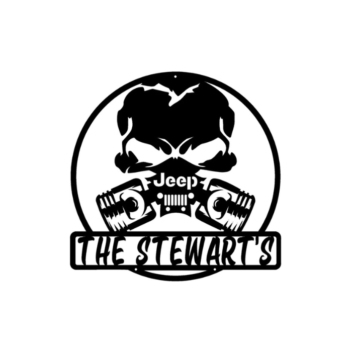 Jeep with Gas Mask Metal Wall Art - Industrial Adventure (C75)