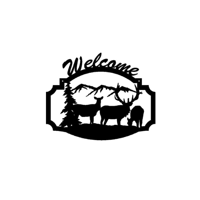 Elk with Calves Welcome Sign (B34)