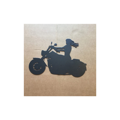 Girl Riding Motorcycle Metal Wall Art (R3)