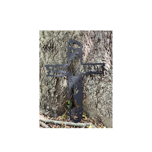 Metal Cross with Outdoor Wildlife  Scene