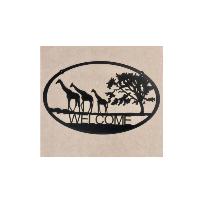 Metal Art Welcome Sign Giraffe (N8)