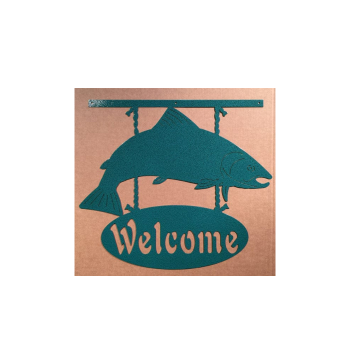 Salmon Welcome Sign Metal Wall Art (F18)