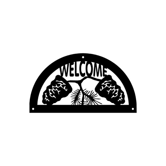 PINECONE WELCOME SIGN ( Pkg of 4 ) ( A18 )