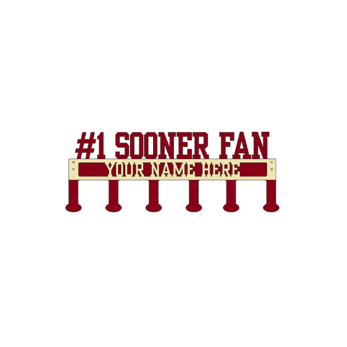 #1 Sooner Fan Coat/Hat Rack with Personalized Text  (B47)