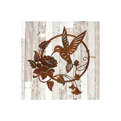 Large Hummingbird Flower Metal Wall Art (O)