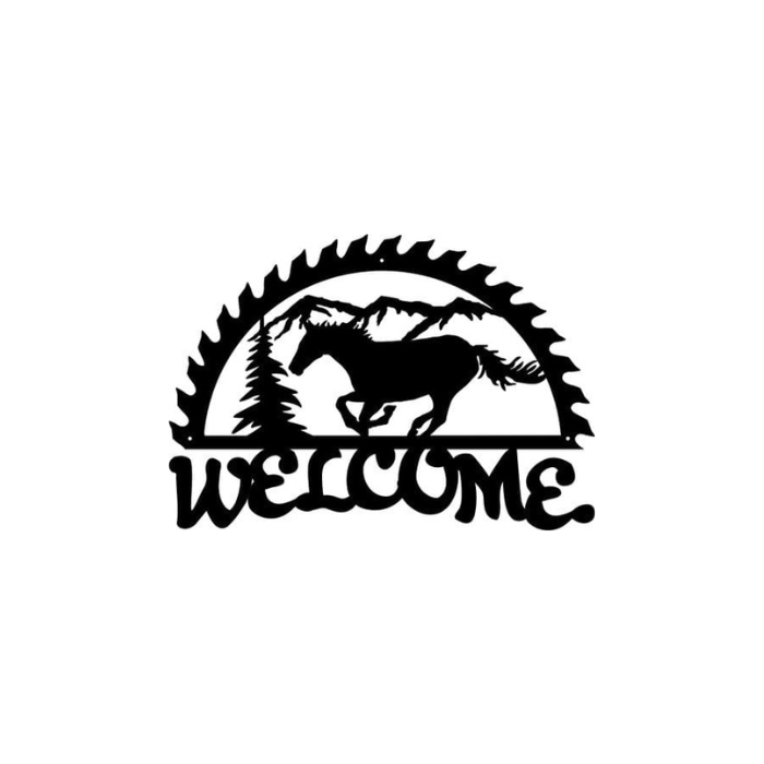 Metal Welcome Sign Running Horse (B66)