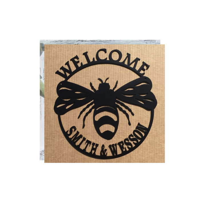 Custom Welcome Bumble Bee Metal Wall Art (G)