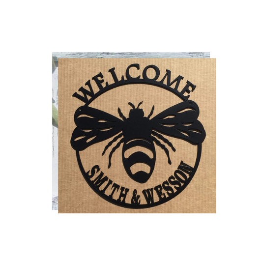 Custom Welcome Bumble Bee Metal Wall Art (G)