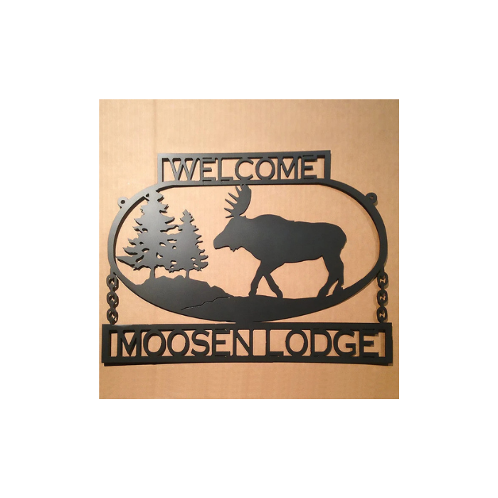 Custom Text Moose Sign Metal Wall Art (F11)