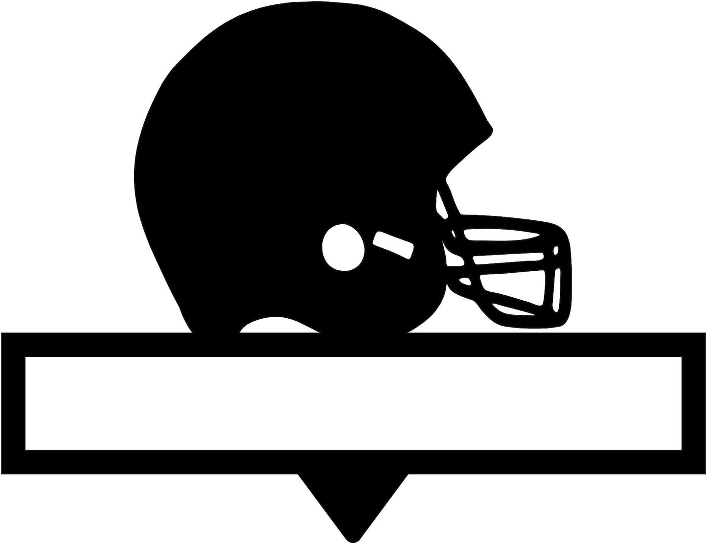 Football Helmet Garden Stake with Custom Text Box and Your Number in the Helmet  (A28)