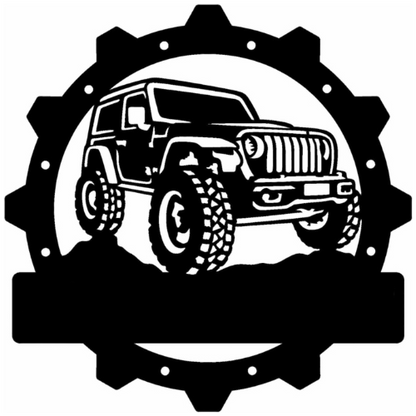 Rusty Rooster Fabrication & Design Physical product Personalized Jeep silholetee in a gear design (U36)