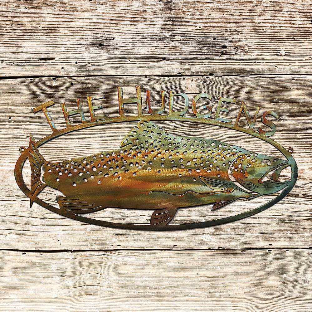 Trout Fish Sign with Custom Text (D13)