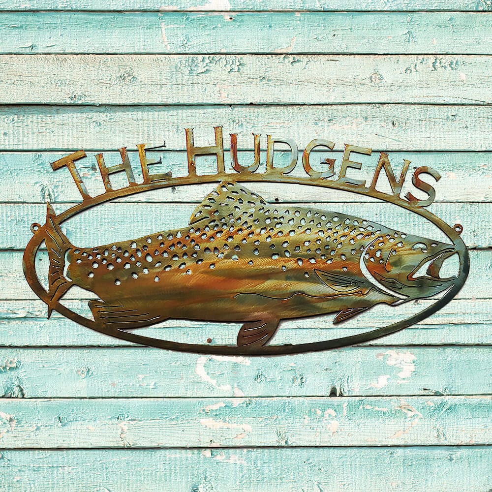 Metal Fish Wall Art with Custom Text - Rusty Rooster Metal